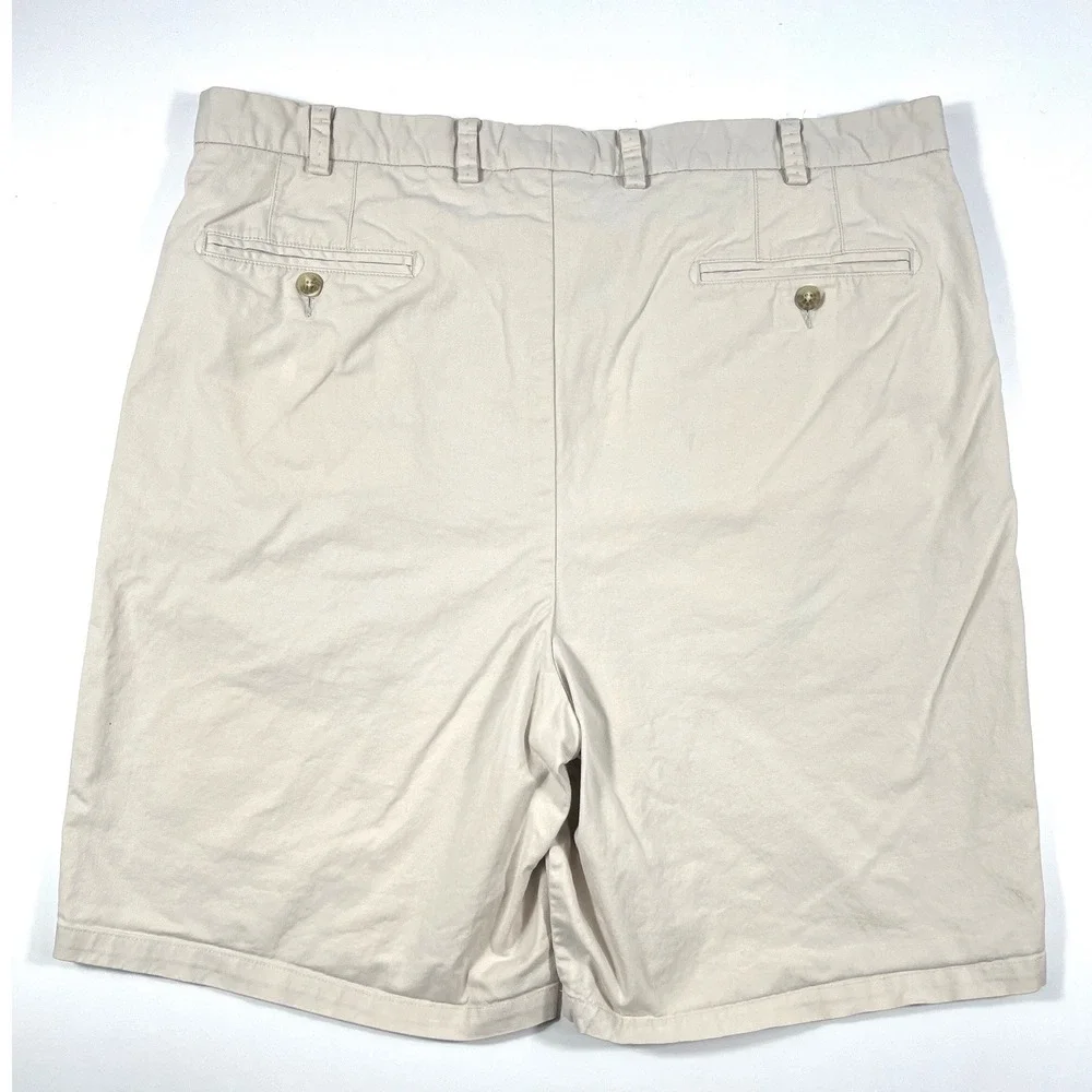 Peter Millar Mens Chino Shorts Tan Khaki Cotton Twill Flat Front Size 40L EUC